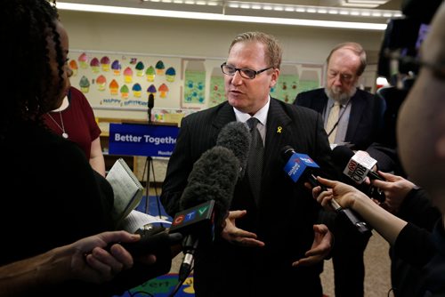 WAYNE GLOWACKI / WINNIPEG FREE PRESS

Families Minister Scott Fielding in the pre-school classroom at Provencher School Thursday to announce new child-care spaces and improvements to the licensed early learning and child-care system. Nick Martin story March 9    2017