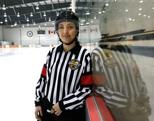 WAYNE GLOWACKI / WINNIPEG FREE PRESS

A portrait of hockey referee Danielle McGurry taken at the MTS Icepleex.   For Steve Lyons story on the lack of female officials in hockey. March 9    2017