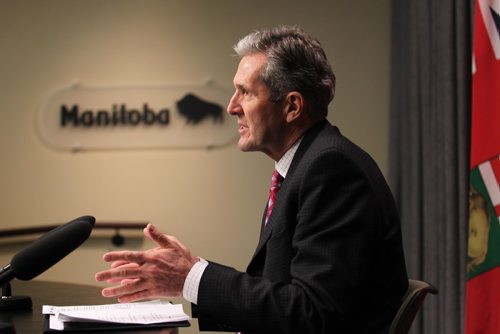 RUTH BONNEVILLE / WINNIPEG FREE PRESS

Premier Brian Pallister address the media about asylum seekers coming across the Canada/US border after question period at the Manitoba Legislative Building today.    

  March 09, 2017