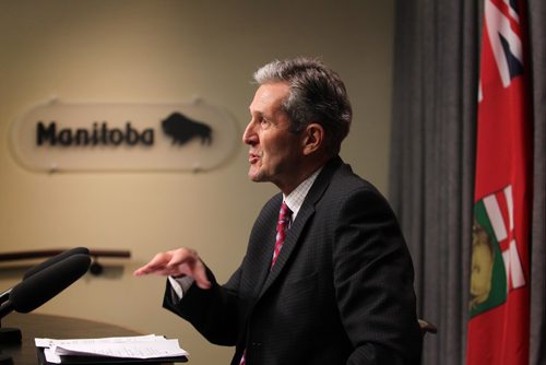 RUTH BONNEVILLE / WINNIPEG FREE PRESS

Premier Brian Pallister address the media about asylum seekers coming across the Canada/US border after question period at the Manitoba Legislative Building today.    

  March 09, 2017WINNIPEG FREE PRESS

Premier Brian Pallister address the media about asylum seekers coming across the Canada/US border after question period at the Manitoba Legislative Building today.    

  March 09, 2017