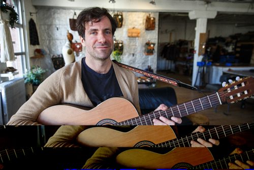 MIKE DEAL / WINNIPEG FREE PRESS
Grant Davidson, aka Slow Leaves, performs an Exchanges Sessions in the workspace of Commonwealth MFG, OldHat and Wilder on the 4th floor of 290 McDermot Ave.
170313 - Monday, March 13, 2017.