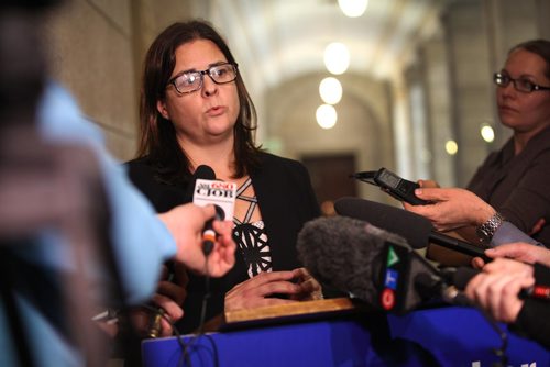 RUTH BONNEVILLE  / WINNIPEG FREE PRESS

Justice Minister Heather Stefanson talk to the media in the hallway of the Manitoba Legislative Building on the MPI drug survey after Question Period Wednesday. 

See Larry Kusch story.  

March 15, 2017