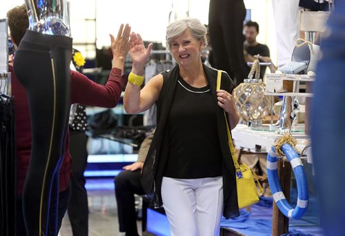 JASON HALSTEAD / WINNIPEG FREE PRESS

Breast-cancer survivor model Wanda Anderson shows off Tan Jay Black and White collection styles at the Nygard fashion show on March 17, 2017 at the Nygard Fashion Park store on Kenaston Boulevard. More than 450 people attended the show which previewed new spring fashions and raised funds for CancerCare Manitoba to support breast cancer research.