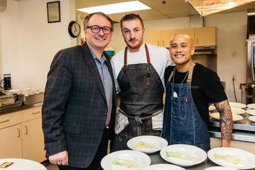 SUBMITTED PHOTO / RED PHOTO CO.

L-R: Richard Cloutier (680 CJOB), local Chef Jordan Carlson and Jeremy Senaris (MasterChef Canada contestant) at the Harvest Homegrown event Feb. 25, 2017 at Winnipeg Harvest. (See Social Page)