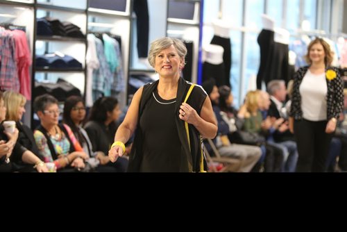 JASON HALSTEAD / WINNIPEG FREE PRESS

Breast-cancer survivor model Wanda Anderson shows off Tan Jay Black and White collection styles at the Nygard fashion show on March 17, 2017 at the Nygard Fashion Park store on Kenaston Boulevard. More than 450 people attended the show which previewed new spring fashions and raised funds for CancerCare Manitoba to support breast cancer research. (see Social Page)