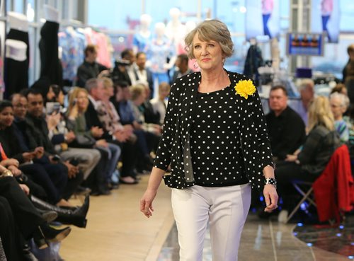 JASON HALSTEAD / WINNIPEG FREE PRESS

Breast-cancer survivor model Carol Graham shows off Tan Jay Black and White collection styles at the Nygard fashion show on March 17, 2017 at the Nygard Fashion Park store on Kenaston Boulevard. More than 450 people attended the show which previewed new spring fashions and raised funds for CancerCare Manitoba to support breast cancer research. (see Social Page)
