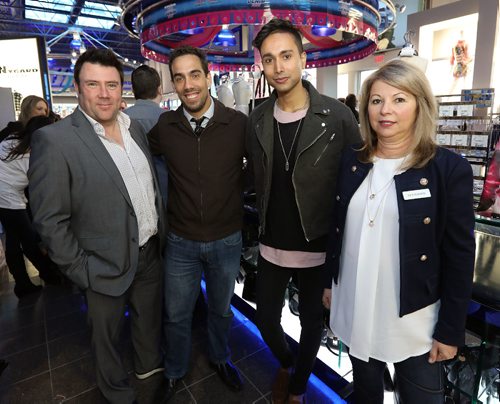 JASON HALSTEAD / WINNIPEG FREE PRESS

Philippe St. Hilaire (Nygard director of operations for Quebec and eastern Canada), Christian Martins (Nygard systems manager), Jeeven Valel (Nygard fashion promotions manager) and Sandy ONeill (Nygard director of sales and operations) at the Nygard fashion show on March 17, 2017 at the Nygard Fashion Park store on Kenaston Boulevard. More than 450 people attended the show which previewed new spring fashions and raised funds for CancerCare Manitoba to support breast cancer research. (see Social Page)