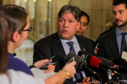 BORIS MINKEVICH / WINNIPEG FREE PRESS
Manitoba provincial budget post scrums at the Leg. Hon. Ian Wishart, Minister of Education and Training. March 20, 2017 170320