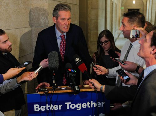 BORIS MINKEVICH / WINNIPEG FREE PRESS
Manitoba provincial budget post scrums at the Leg. Premier Brian Pallister. March 20, 2017 170320