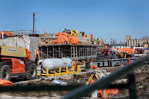 RUTH BONNEVILLE  / WINNIPEG FREE PRESS

View of work site  near University of Manitoba,  just north - west  of Investors Group Field where PCL crews work on BRT (rapid transit) hub Tuesday.  

March 18, 2017
