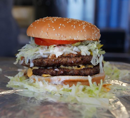 BORIS MINKEVICH / WINNIPEG FREE PRESS
ENT - Top burger places in town. VJ's Drive Inn. 170 Main Street. Deluxe double burger.  David Sanderson story. March 21, 2017 170321