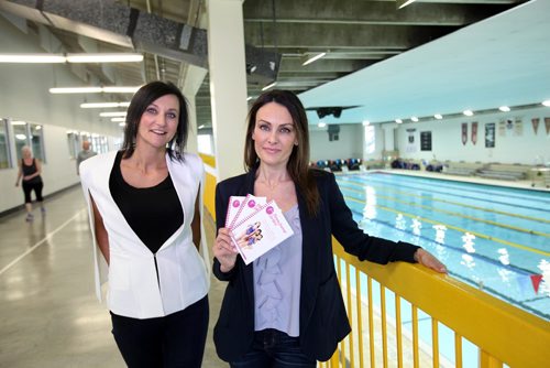 RUTH BONNEVILLE  / WINNIPEG FREE PRESS

Portrait of Andrea Katz (left)  and her sister Allison Gervais at Pan Am Pool for a Steve Lyons column on fitness journal they founded for girls to encourage them to exercise more to stay healthy and fit.  The booklet contains coupons to various fun activities like swimming and kickboxing and journal to keep track of training.  


Fitness Journal for Girls 

March 22, 2017