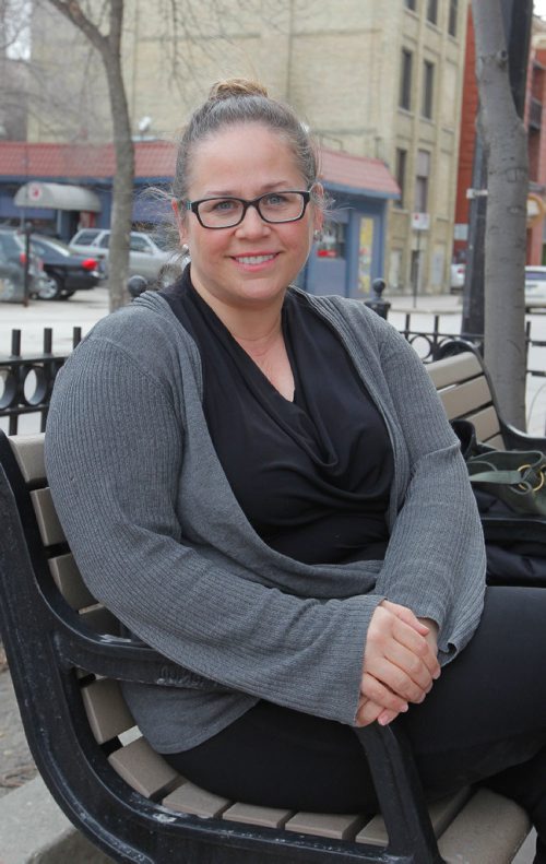 BORIS MINKEVICH / WINNIPEG FREE PRESS
49.8 - Sheena Fougere is the subject of a story about a London bobby recognizing her as a Winnipegger only by her accent. Here she poses near Old Market Square. March 22, 2017 170322