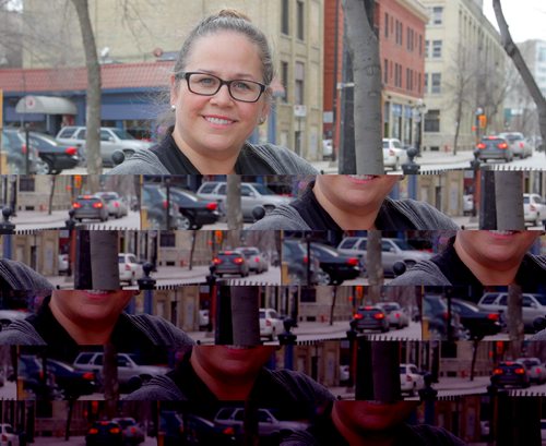 BORIS MINKEVICH / WINNIPEG FREE PRESS
49.8 - Sheena Fougere is the subject of a story about a London bobby recognizing her as a Winnipegger only by her accent. Here she poses near Old Market Square. March 22, 2017 170322