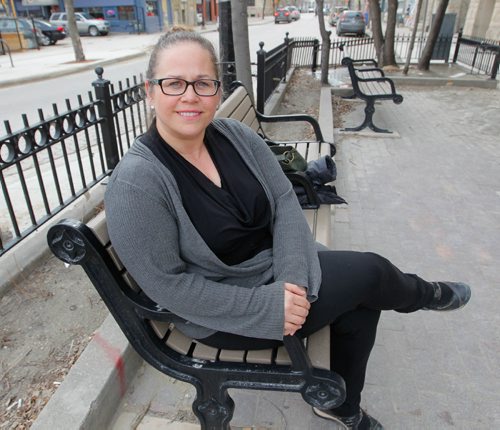 BORIS MINKEVICH / WINNIPEG FREE PRESS
49.8 - Sheena Fougere is the subject of a story about a London bobby recognizing her as a Winnipegger only by her accent. Here she poses near Old Market Square. March 22, 2017 170322