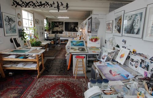 BORIS MINKEVICH / WINNIPEG FREE PRESS
ENT - Artspace turns 30 - Allan Geske is a printmaker and has his studio located in the Artspace Building in the Exchange District. Here is picture of his studio. Christian Cassidy story. March 22, 2017 170322