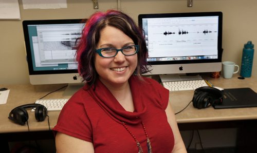 WAYNE GLOWACKI / WINNIPEG FREE PRESS

49.8 Nicole Rosen is working on documenting dialects of Manitoba, She is in the  the U of M language lab for photo. Melissa Martin story    March 23    2017