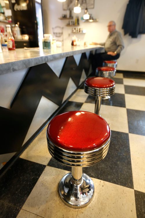 WAYNE GLOWACKI / WINNIPEG FREE PRESS

This City/Sunday. The stools from the old Dutch Maid in use at the Red Eye Diner, 3132 Main Street. David Sanderson story    March 24    2017