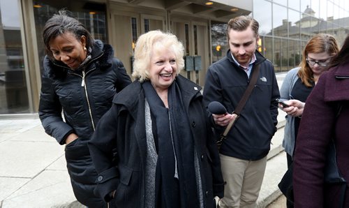 TREVOR HAGAN / WINNIPEG FREE PRESS
Wilma Derksen leaves the Law Courts building after a judge ruled to allow DNA evidence to be used against Mark Grant, Friday, March 24, 2017.