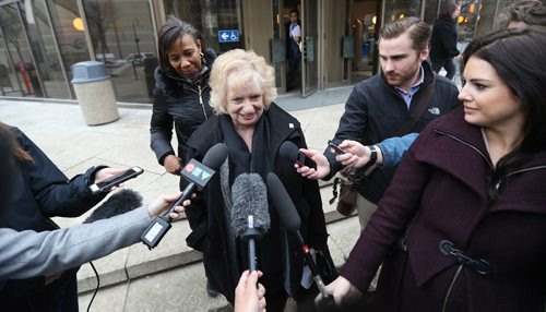 TREVOR HAGAN / WINNIPEG FREE PRESS
Wilma Derksen leaves the Law Courts building after a judge ruled to allow DNA evidence to be used against Mark Grant, Friday, March 24, 2017.