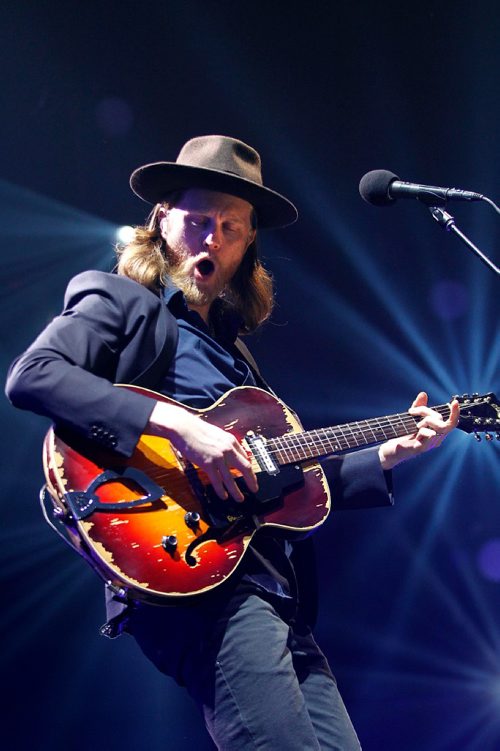 PHIL HOSSACK / WINNIPEG FREE PRESS  -  Lumineers Weseley Schultz on stage at the MTS Centre Tuesday. -  March 28, 2017