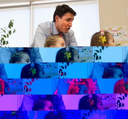 WAYNE GLOWACKI / WINNIPEG FREE PRESS

Prime Minister Justin Trudeau visits with pre-schoolers at the South Y in Winnipeg Wednesday prior to making a child care announcement.¤¤Larry Kusch story March 29    2017