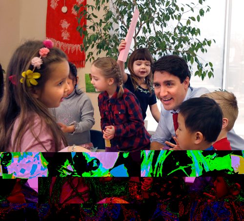 WAYNE GLOWACKI / WINNIPEG FREE PRESS

Prime Minister Justin Trudeau visits with pre-schoolers at the South Y in Winnipeg Wednesday prior to making a child care announcement.¤¤Larry Kusch story March 29    2017