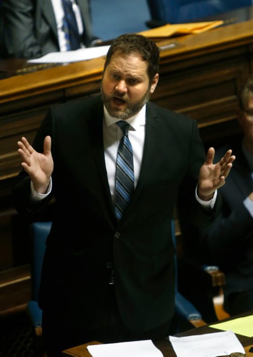 WAYNE GLOWACKI / WINNIPEG FREE PRESS

Matt Wiebe NDP MLA  during question period in the Manitoba Legislature Monday. Nick Martin/Larry Kusch  stories  April 3     2017
