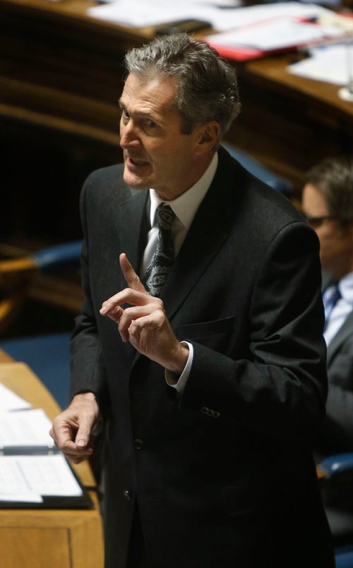 WAYNE GLOWACKI / WINNIPEG FREE PRESS

Premier Brian Pallister during question period in the Manitoba Legislature Monday. Nick Martin/Larry Kusch  stories  April 3     2017