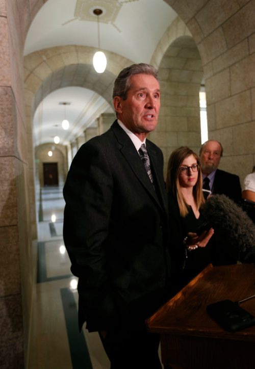 WAYNE GLOWACKI / WINNIPEG FREE PRESS

Premier Brian Pallister after question period in the Manitoba Legislature Monday. Nick Martin/Larry Kusch  stories  April 3     2017