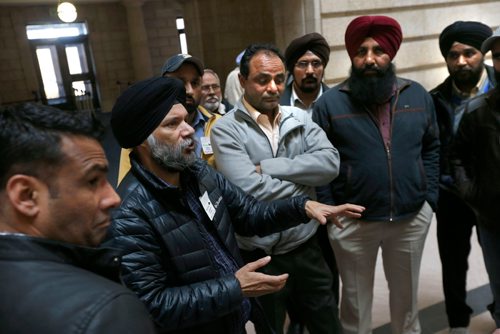 WAYNE GLOWACKI / WINNIPEG FREE PRESS

Cabbies gather after question period in the Manitoba Legislature Monday. Nick Martin/Larry Kusch  stories  April 3     2017