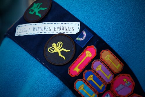JOHN WOODS / WINNIPEG FREE PRESS
Brownie badges photographed as guides sell cookies door to door in Windsor Park Monday, April 3, 2017. 2017 is the 90th anniversary of Guides Canada