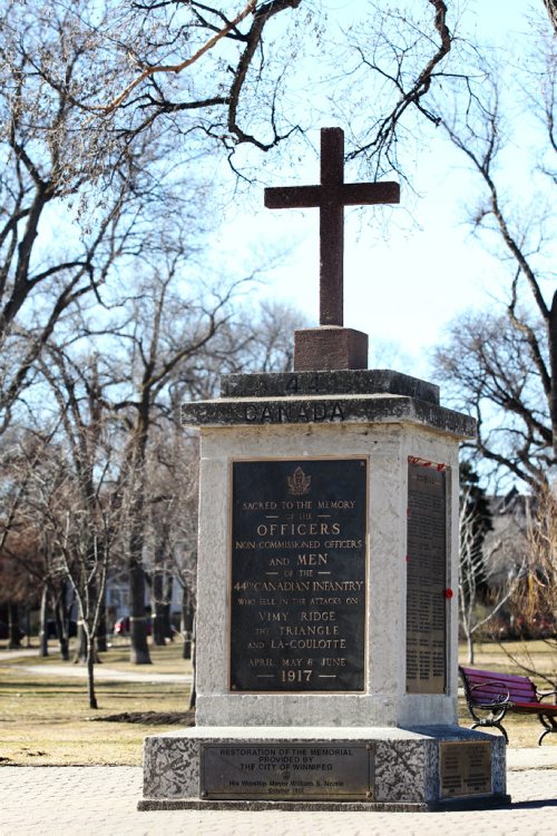 RUTH BONNEVILLE  / WINNIPEG FREE PRESS

49.8 Feature photos of the Monument in Vimy Ridge Park in Winnipeg for the Soldiers who gave their lives and served in the Battle of Vimy Ridge in the 1st World War.  For story on 100th year anniversary.
April 05, 2017