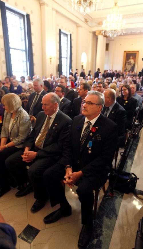 PHIL HOSSACK / WINNIPEG FREE PRESS  -  Honorary Consul for France Bruno Burnichon,  (bottom right) at the  Ceremony marking the 100th Anniversary of the Battle of Vimy Ridge honoring Manitoba veterans of the battle. See story.   -  April10, 2017