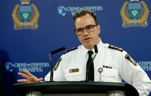 WAYNE GLOWACKI / WINNIPEG FREE PRESS

 Police Chief Danny Smyth at the Christine Wood homicide news conference Monday.¤ Kevin Rollason story    April 10     2017