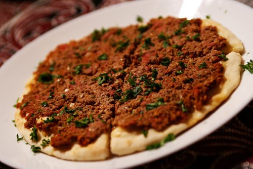 JOHN WOODS / WINNIPEG FREE PRESS
Ground Beef Manakeesh photographed at Arabesque Hookah Cafe and Restaurant in Winnipeg Sunday, April 9, 2017.