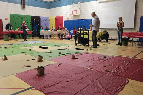 Canstar Community News CATEP students facilitating Walk a Mile in our Moccasins: Truth and Reconciliation Training at Collicutt School on April 4, 2017.