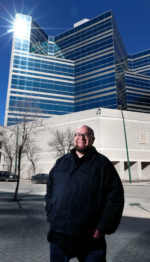 WAYNE GLOWACKI / WINNIPEG FREE PRESS

49.8 A portrait of Free Press columnist Paul Willy Williamson in front of the Winnipeg Remand Centre for story on the 1996 riot at the  Headingley Correctional Institute.     April 10     2017