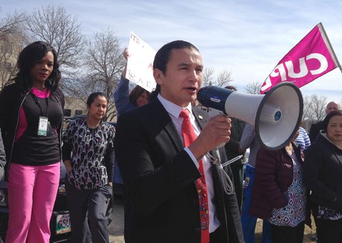 RUTH / BONNEVILLE WINNIPEG FREE PRESS

Fort Rouge MLA Wab Kinew  talks to Concordia Hospital workers , concerned citizens and CUPE members in front of Concordia Hospital Tuesday during rally against the provincial governments plans to close the ER department and turn it into a Urgent Care facility.


April 11, 2017