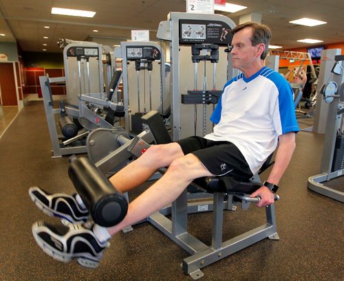 BORIS MINKEVICH / WINNIPEG FREE PRESS
Blair Sigurdson was diagnosed with Parkinson's disease at 50, but had symptoms for more than a decade before doctors figured out what was wrong. Here he works out at GoodLife Fitness on Regent. Joel Schlesinger story. April 13, 2017