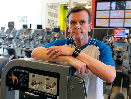 BORIS MINKEVICH / WINNIPEG FREE PRESS
Blair Sigurdson was diagnosed with Parkinson's disease at 50, but had symptoms for more than a decade before doctors figured out what was wrong. Here he poses for a photo at GoodLife Fitness on Regent. Joel Schlesinger story. April 13, 2017