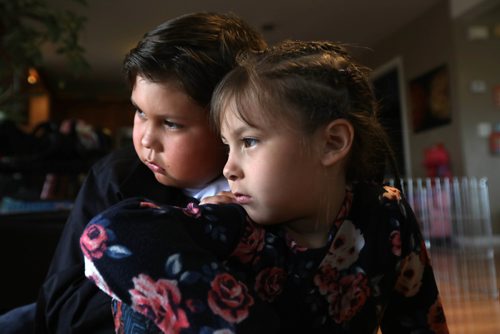 RUTH BONNEVILLE /  WINNIPEG FREE PRESS

Benjamin (Jr), 9, and his sister Bailey, 5, have been bullied and harassed at school because of their biracial parents . Baileys hands were slammed in school bus door on Tuesday and the driver just took off. That was the final straw, say their parents who caught it on surveillance camera 
See Carol Sanders story.  


April 14, 2017