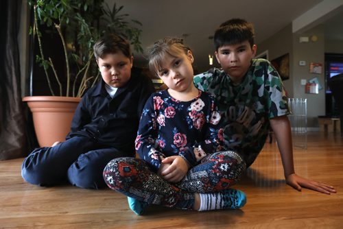 RUTH BONNEVILLE /  WINNIPEG FREE PRESS

Benjamin (Jr), 9 (left) , and his sister Bailey, 5, have been bullied and harassed at school because of their biracial parents .Their cousin Jordan (no last name) is also in this photo.  Benjamin is very protective of his younger sister Bailey who had her hands  slammed in school bus door on Tuesday and the driver just took off. That was the final straw, say their parents who caught it on surveillance camera 
See Carol Sanders story.  


April 14, 2017