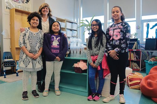 Canstar Community News From left to right: Beth Moore, Renee Sanguin, Jayde Reyes, Faith Camaclang and Brooklyn Sims at the Ecole Victoria-Albert School on April 10, 2017.