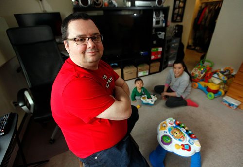 PHIL HOSSACK / WINNIPEG FREE PRESS  - Daniel Sabourin, his wife Julia Zhang and son Owen have outgrown their one bedroom apartment and are new home owners taking possesion this summer. See Joel Schlessinger's story.  -  April 19,  2017