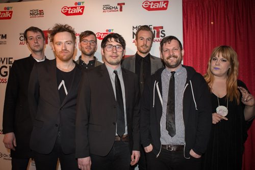 JEN DOERKSEN/WINNIPEG FREE PRESS
Royal Canoe, Begonia (right) and Lovesick composer Matt Schellenberg (front middle) on the red carpet for a special screening of Lovesick in celebration of National Canadian Film Day and #Canada150. The screening was held at the Centennial Concert Hall. Wednesday, April 19, 2017.