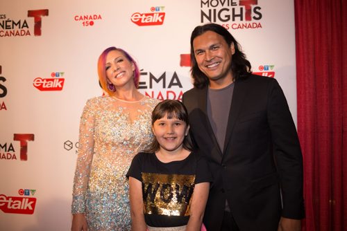 JEN DOERKSEN / WINNIPEG FREE PRESS
Adam Beach and his family on the red carpet for Lovesick in celebration of Canadian Film Day. The screening was held at the Centennial Concert Hall. Wednesday, April 19, 2017.