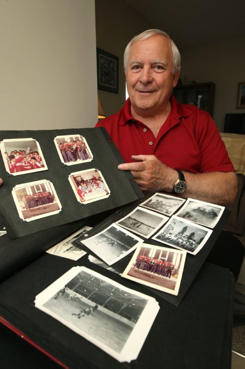 WAYNE GLOWACKI / WINNIPEG FREE PRESS

 Luc Marchildon coached Winnipeg-based residential school hockey team(s) from the early 1960s. He is with his album with hockey photos from 1960-65. Randy Turner story April 21 2017