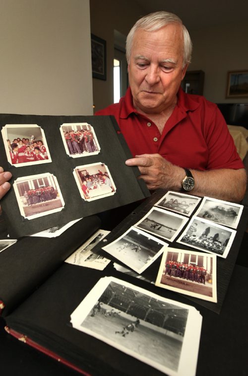 WAYNE GLOWACKI / WINNIPEG FREE PRESS

 Luc Marchildon  coached Winnipeg-based residential school hockey team(s) from the early 1960s. He is with his  album with hockey photos from 1960-65. Randy Turner story April 21 2017