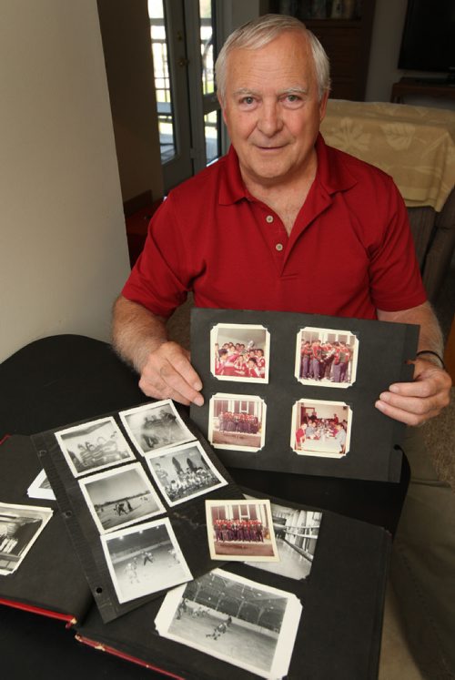 WAYNE GLOWACKI / WINNIPEG FREE PRESS

 Luc Marchildon coached Winnipeg-based residential school hockey team(s) from the early 1960s. He is with his album with hockey photos from 1960-65. Randy Turner story April 21 2017